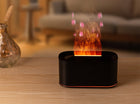 SnugGlow flame diffuser on a living room table with warm evening light